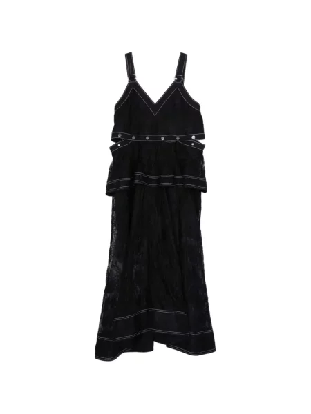 Rochie midi 3.1 Phillip Lim cu decolteu în V cu tepi negru