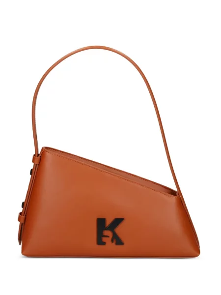 Kožená kabelka satchel Karl Lagerfeld Jeans oranžová