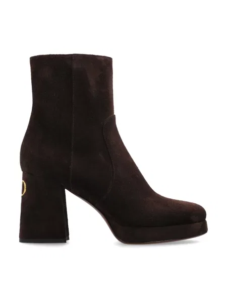 Buty do kostki Valentino Garavani zamszowe na platformie brązowe
