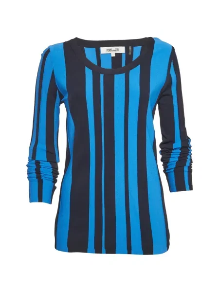 Top Dvf Diane Von Furstenberg cu dungi tricotate albastru