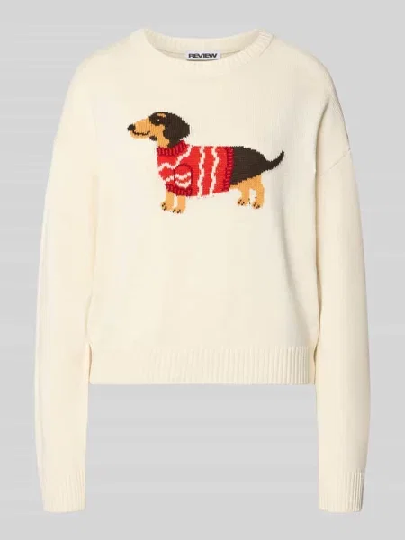 Sweter dzianinowy z czystej bawełny Review biały