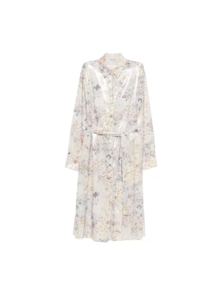 Wielobarwność sukienka koszulowa Golden Goose z nadrukiem złota