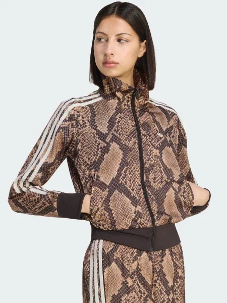 ADIDAS ORIGINALS Prechodná bunda Firebird tmavobéžová / tmavohnedá / biela hnedá