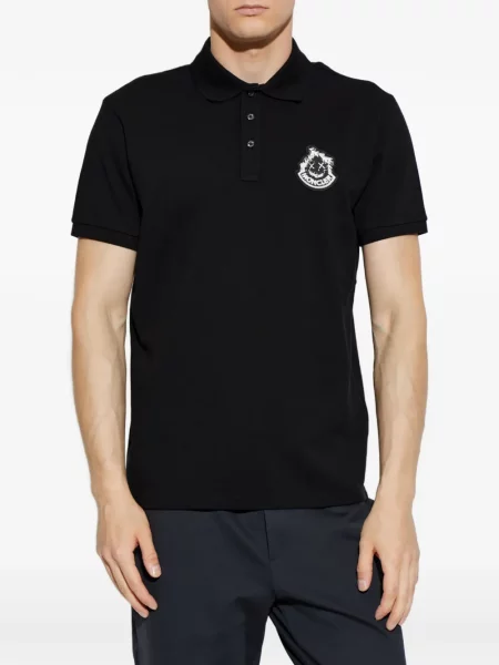 Tricou polo Moncler cu autograf negru