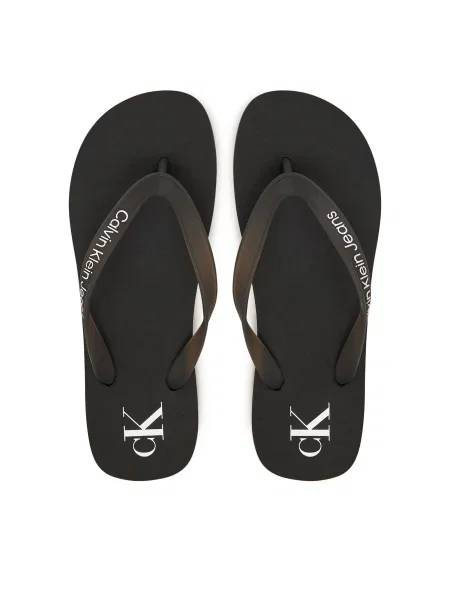 Джапанки Calvin Klein Jeans BEACH SANDAL TRANSPARENT TPU с равна подметка черно