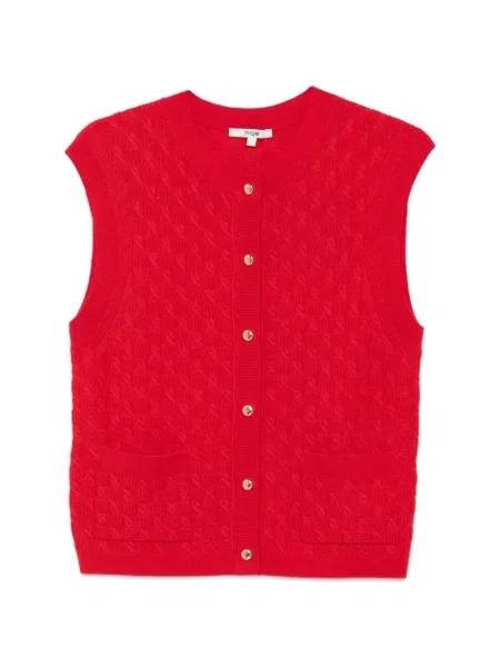 Cardigan Maje fără mâneci tricotate roșu