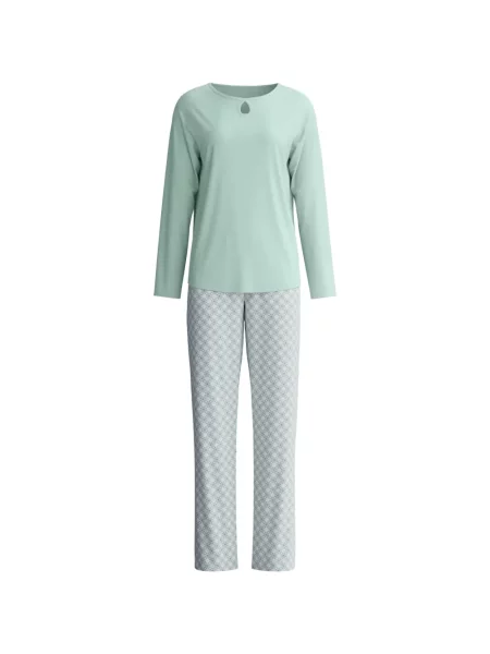 Pijamale Calida cu imagine cu imprimeu geometric verde