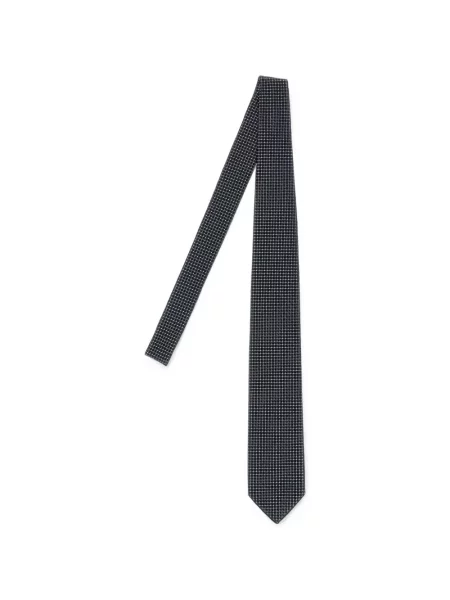 Cravată Brioni cu imprimeu geometric din jacard albastru