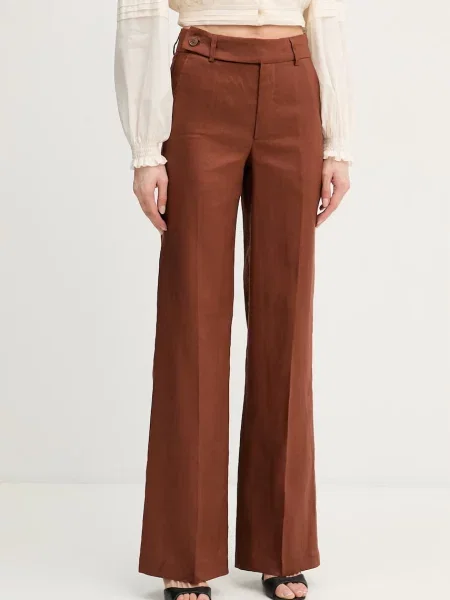 Silvian Heach pantaloni drepti de damă din PLIMPI maro