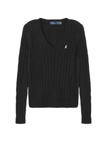 Пуловер Polo Ralph Lauren с V-образно деколте черно