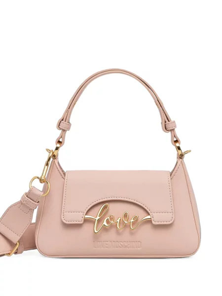 Geantă shopper Love Moschino cu autograf roz