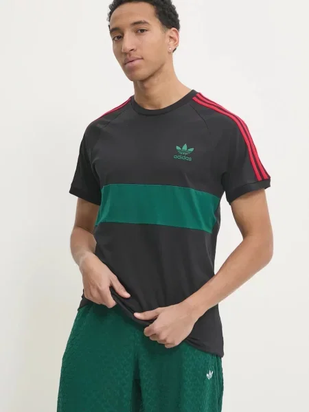 Тениска adidas Originals 3S PANEL TEE с десен черно