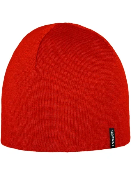 VIKING NOMRA czapka zimowa unisex z wełny merino czerwona