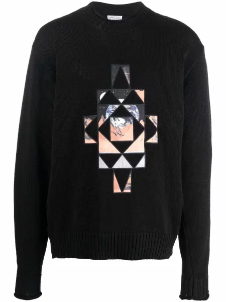 Pulover Marcelo Burlon County Of Milan cu imprimeu geometric negru
