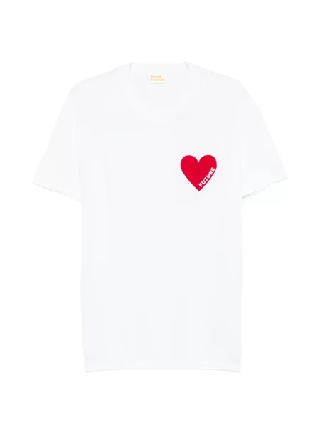 Tricou From Future cu motiv cu inimi alb