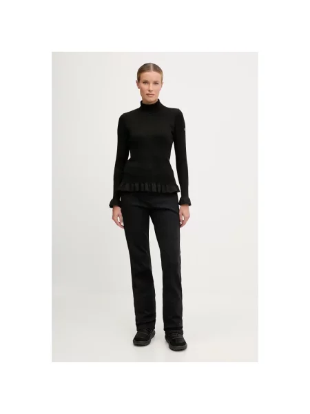 Lniany sweter z golfem Newland czarny