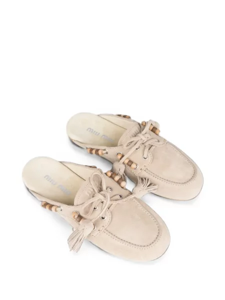Papuci tip mules Miu Miu din piele de căprioară