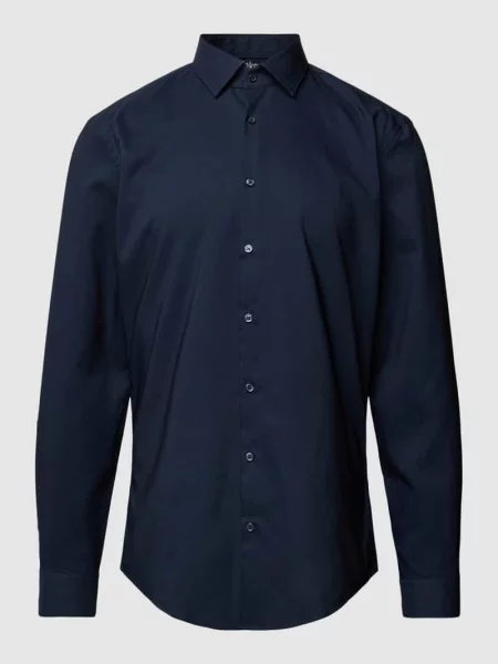 Koszula biznesowa o kroju slim fit z dodatkiem streczu Jake*s granatowa