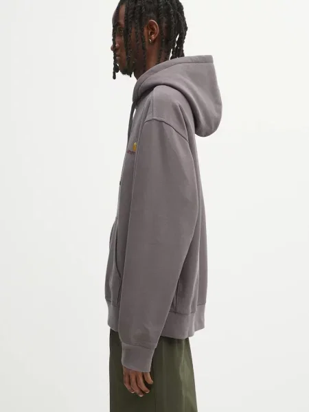 Carhartt WIP bluza Hooded American Script Sweat szary z kapturem gładka fioletowa