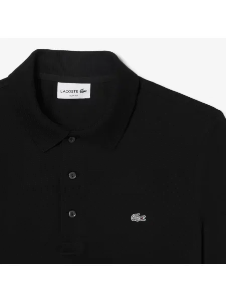 Lacoste Koszulka Polo Slim Fit Stretch Cotton Piqué Grey Crocodile czarna