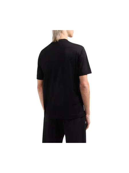 Koszulka Emporio Armani z krótkim rękawem żakardowa z logo czarna