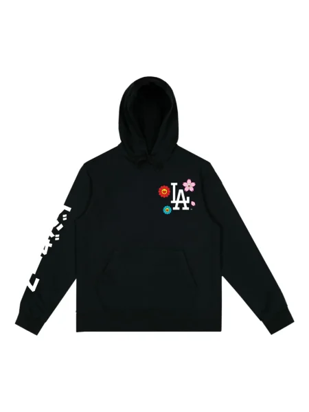 Hanorac cu glugă Takashi Murakami cu model floral cu imagine negru