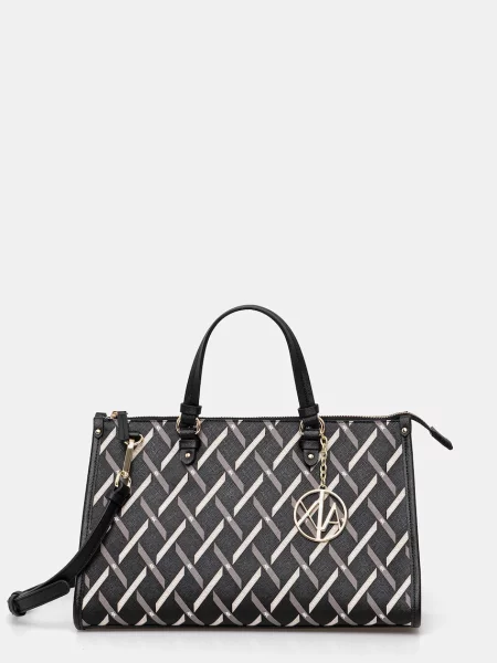 Torebka Armani Exchange elegancka pleciona skórzana czarna