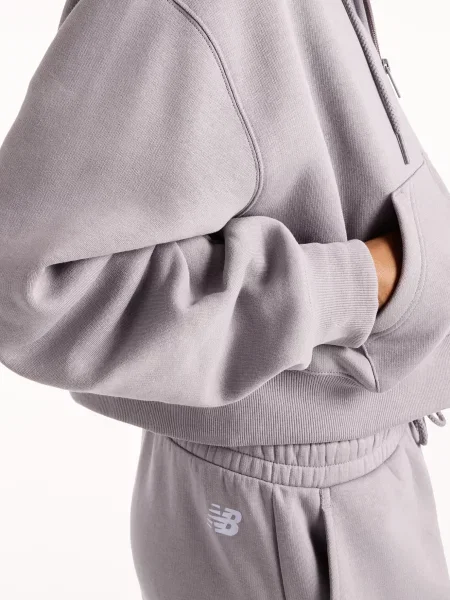 Флисовое худи New Balance серое