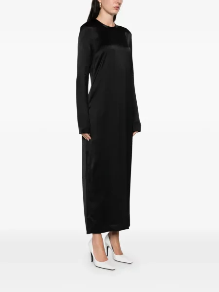 Rochie maxi Toteme din satin de costum negru