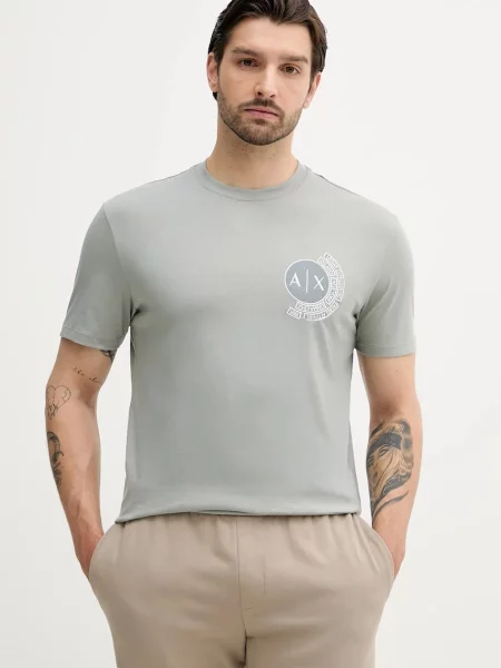 Тениска Armani Exchange с апликация сиво