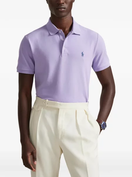 Pruhované polotričko Polo Ralph Lauren se síťovinou s výšivkou červené