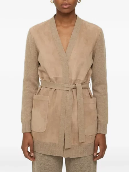 Cardigan Max Mara din piele de căprioară