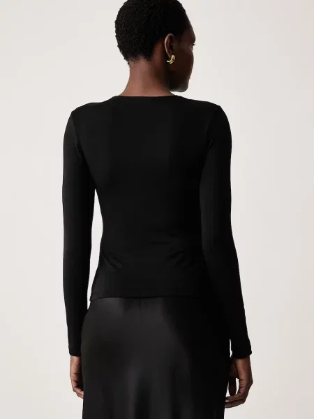 Sisley longsleeve z lyocellem czarna
