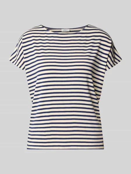 T-shirt z mieszanki o kroju relaxed fit S.oliver Red Label granatowa