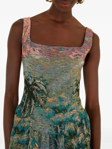 Rochie maxi Farm Rio din jacard verde