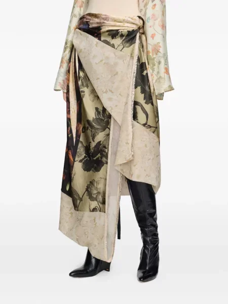 Fustă midi Maison Margiela cu model floral asimetrică