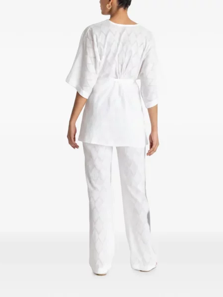 Pantaloni Diarrablu cu imprimeu geometric alb