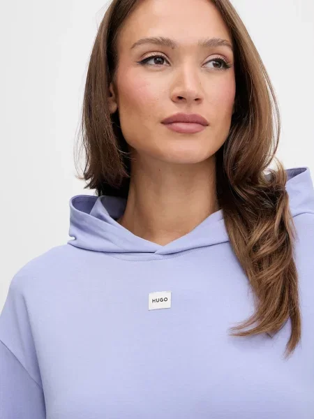 Кофта HUGO з капюшоном з аплікацією фіолетовий