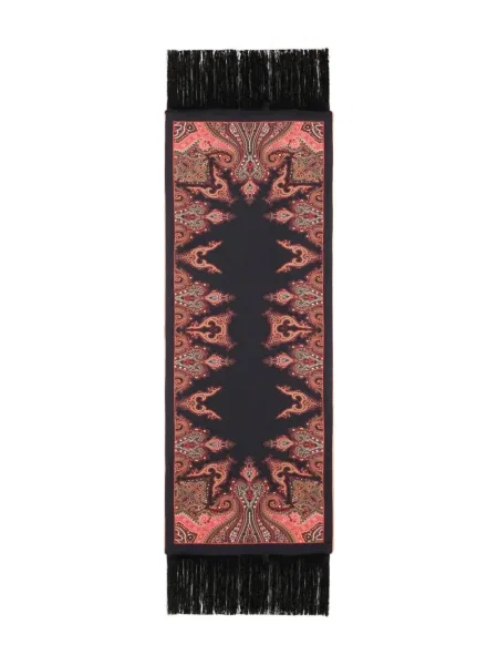 Fular Etro de mătase cu imprimeu geometric negru