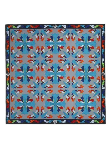 Květinový šál Chrome Hearts s potiskem šedý