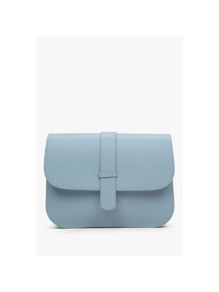 Сумка на плече шкіряна Estro блакитна