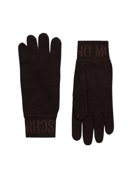 Moschino rękawiczki z wełną brązowe