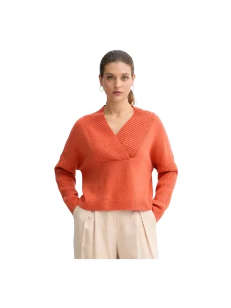 Sweter Benetton wełniany pomarańczowy