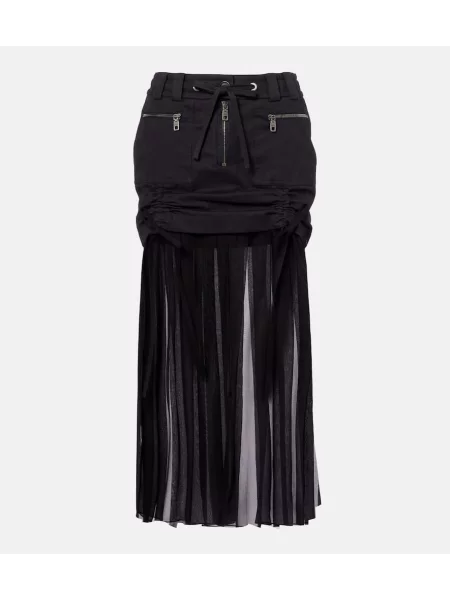 Fustă midi Dolce&gabbana de mătase până la genunchi negru