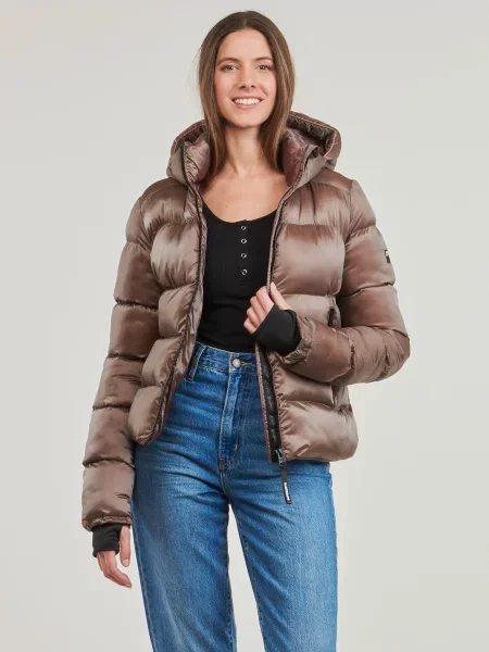 Geacă Superdry cu glugă maro