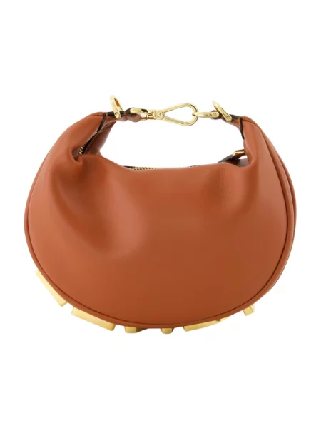 Mała mały torebka skórzana Fendi Fendigraphy skórzana brązowa