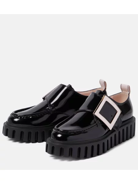 Pantofi loafer Roger Vivier din piele cu platformă de lac negru