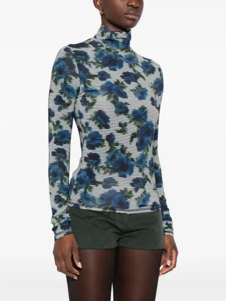 Top Coperni cu model floral cu imagine albastru