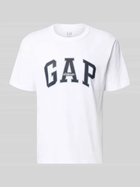 T-shirt z logo i okrągłym dekoltem Gap biała