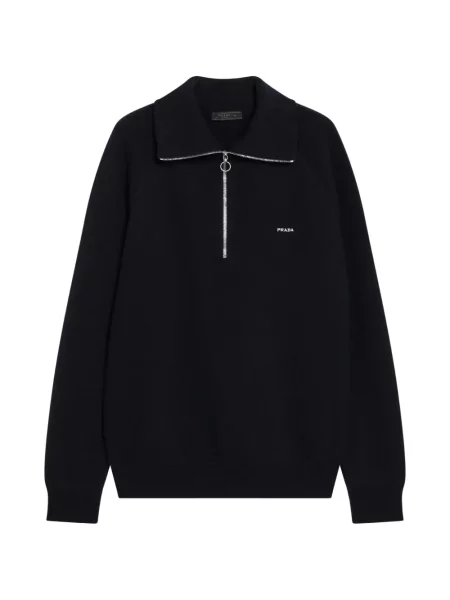 Tricou polo Prada de lână albastru